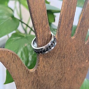 Men's Stainless-Steel Spinner Ring - Size 11